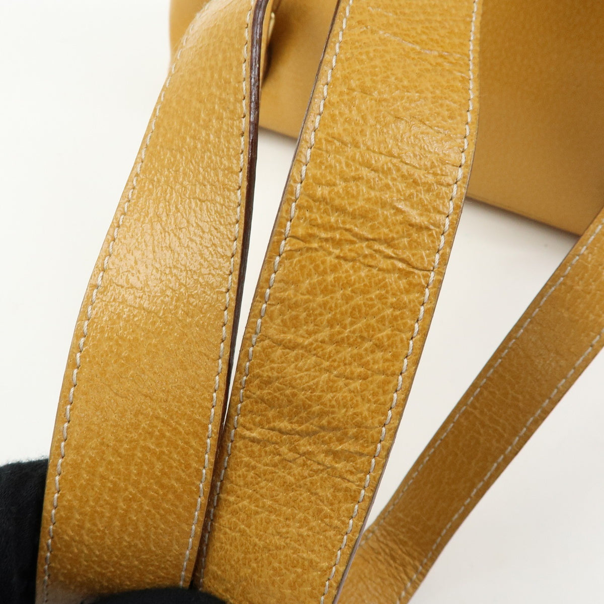 Gucci Vintage Bamboo Leather, Yellow, Leather, Backpack