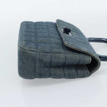 Chanel Chocolate Bar Mademoiselle Top Handle Quilted Denim, Blue, Canvas, Handbag