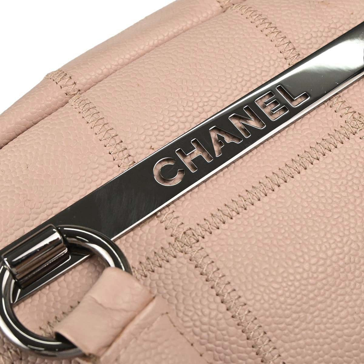 Chanel Square Stitch Bowler Quilted Calfskin, Pink, Leather, Shoulder Bag