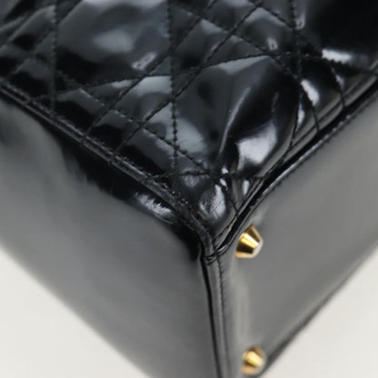 Christian Dior Lady Dior Cannage, Black, Patent Leather, Handbag