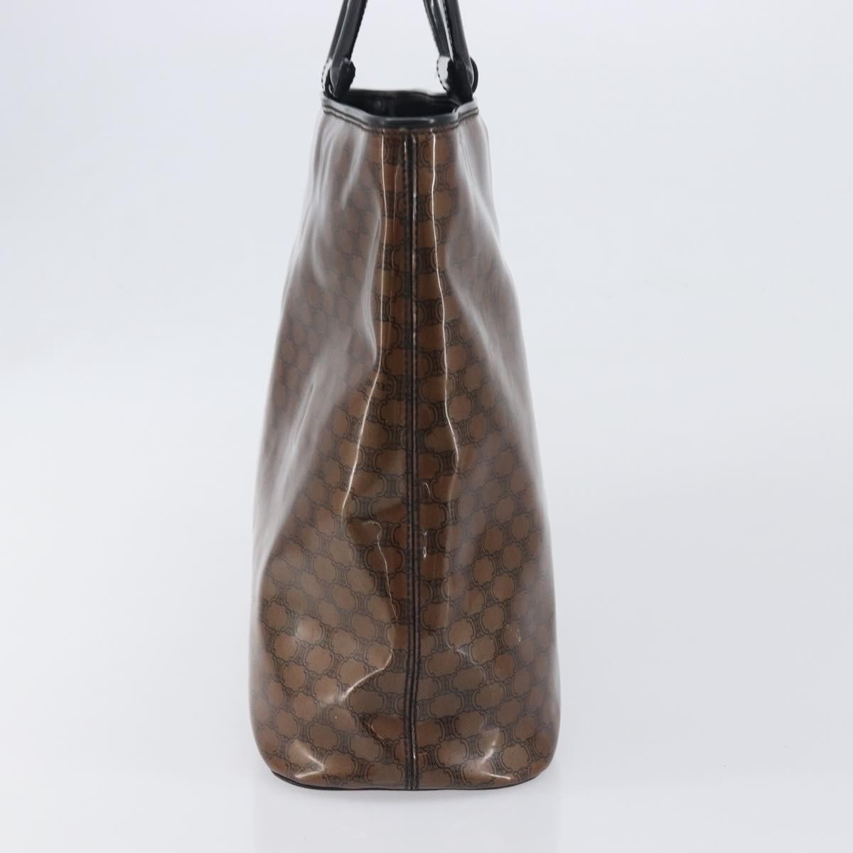 Celine Vintage Macadam Shopper Tote Venyl, Brown, Canvas, Tote Bag