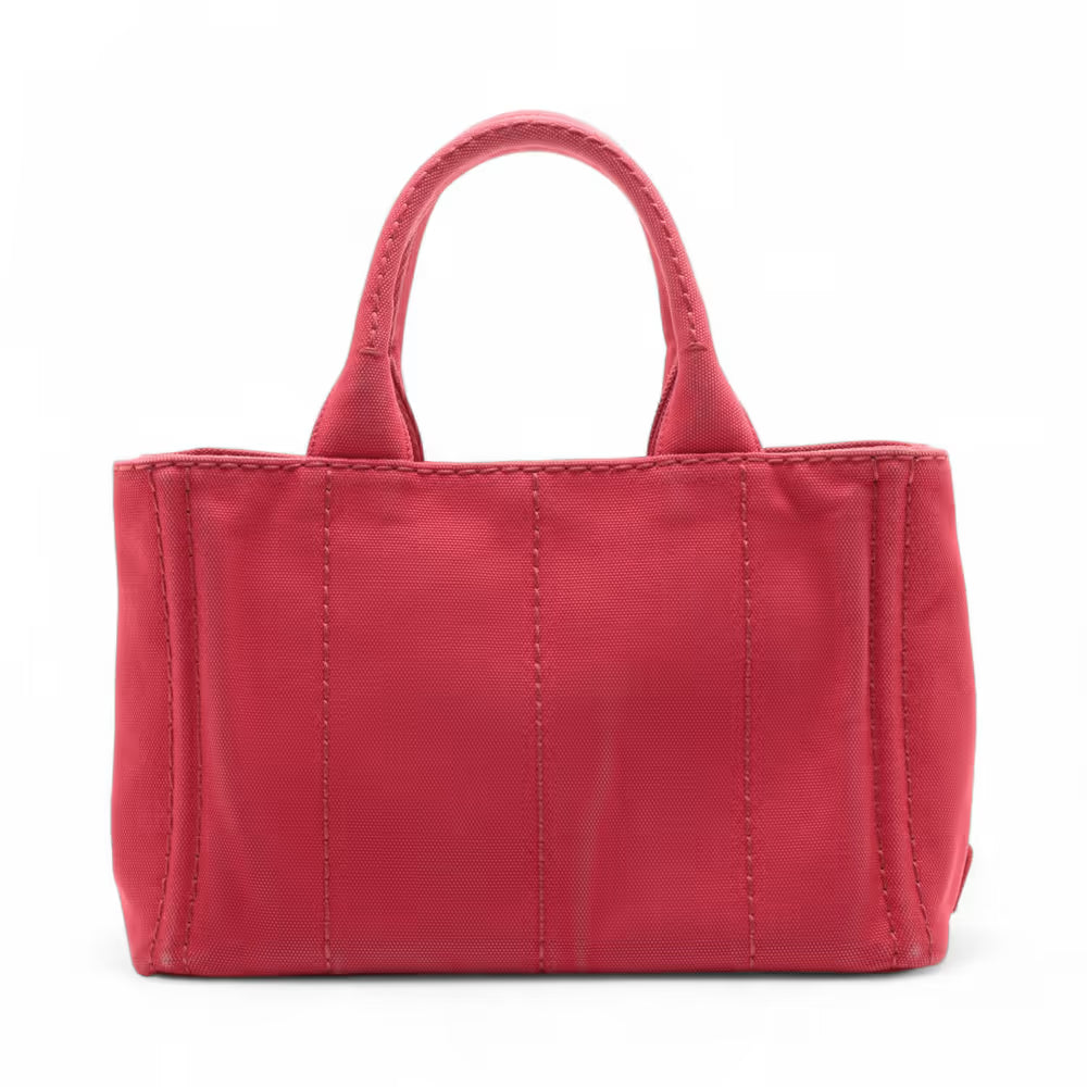 Prada Canapa Convertible Tote Printed Canvas, Red, Canvas, Handbag