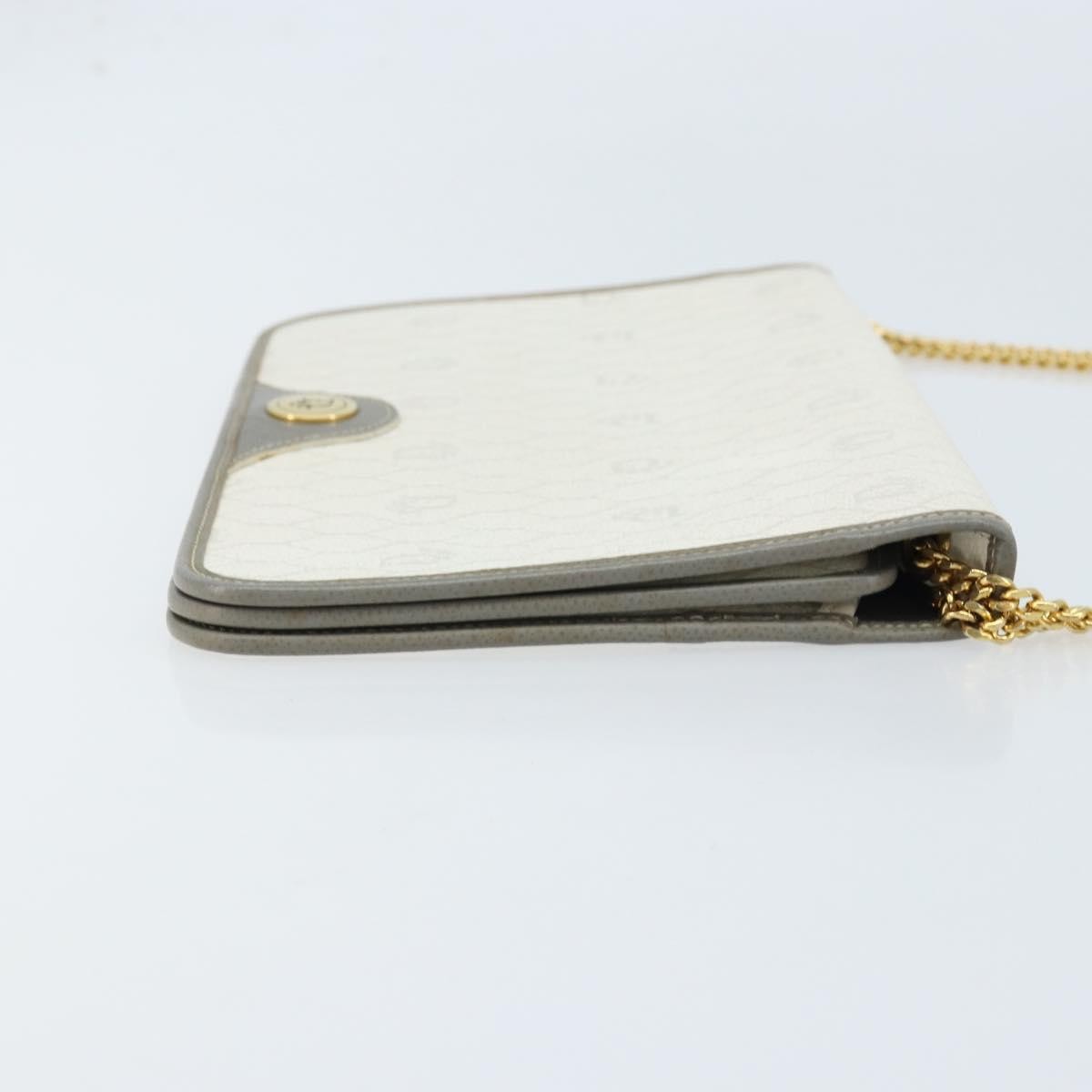 Christian Dior Vintage Honeycomb chain Canvas, White, Canvas, Shoulder Bag