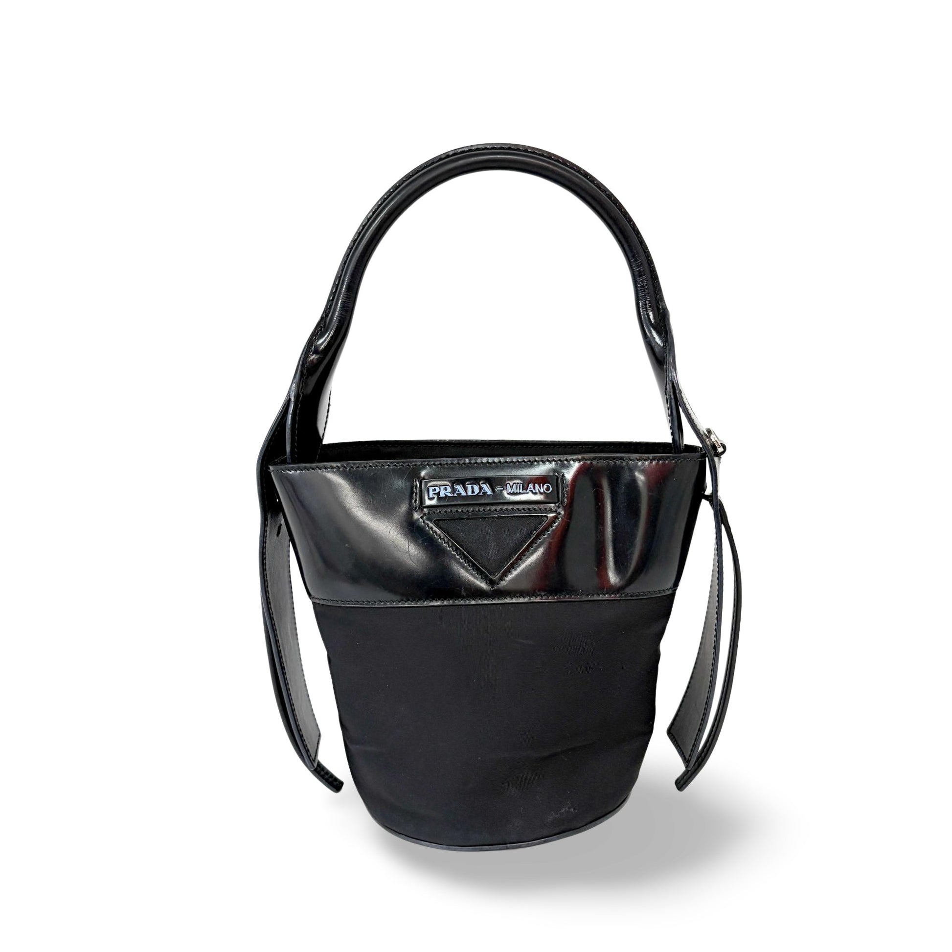 Prada Ouverture Bucket Bag Tessuto, Black, Nylon, Handbag