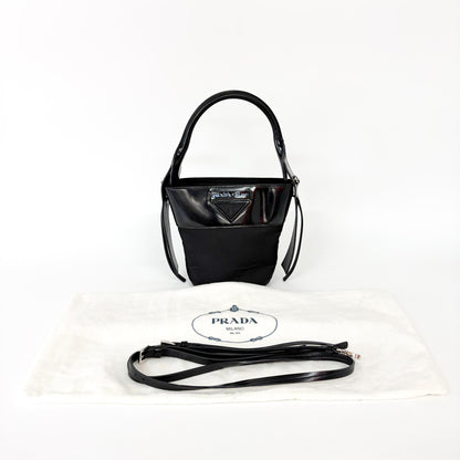 Prada Ouverture Bucket Bag Tessuto, Black, Nylon, Handbag