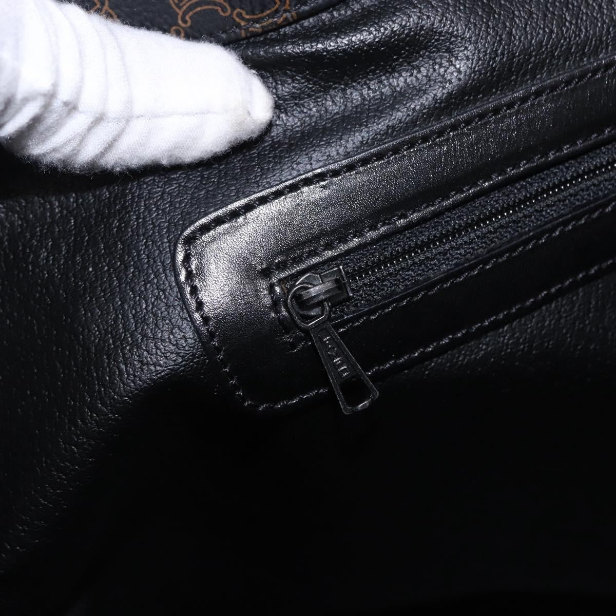 Celine Vintage Macadam Canvas and Leather, Black, Canvas, Shoulder Bag