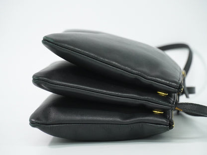Celine Trio Leather, Black, Leather, Crossbody Bag