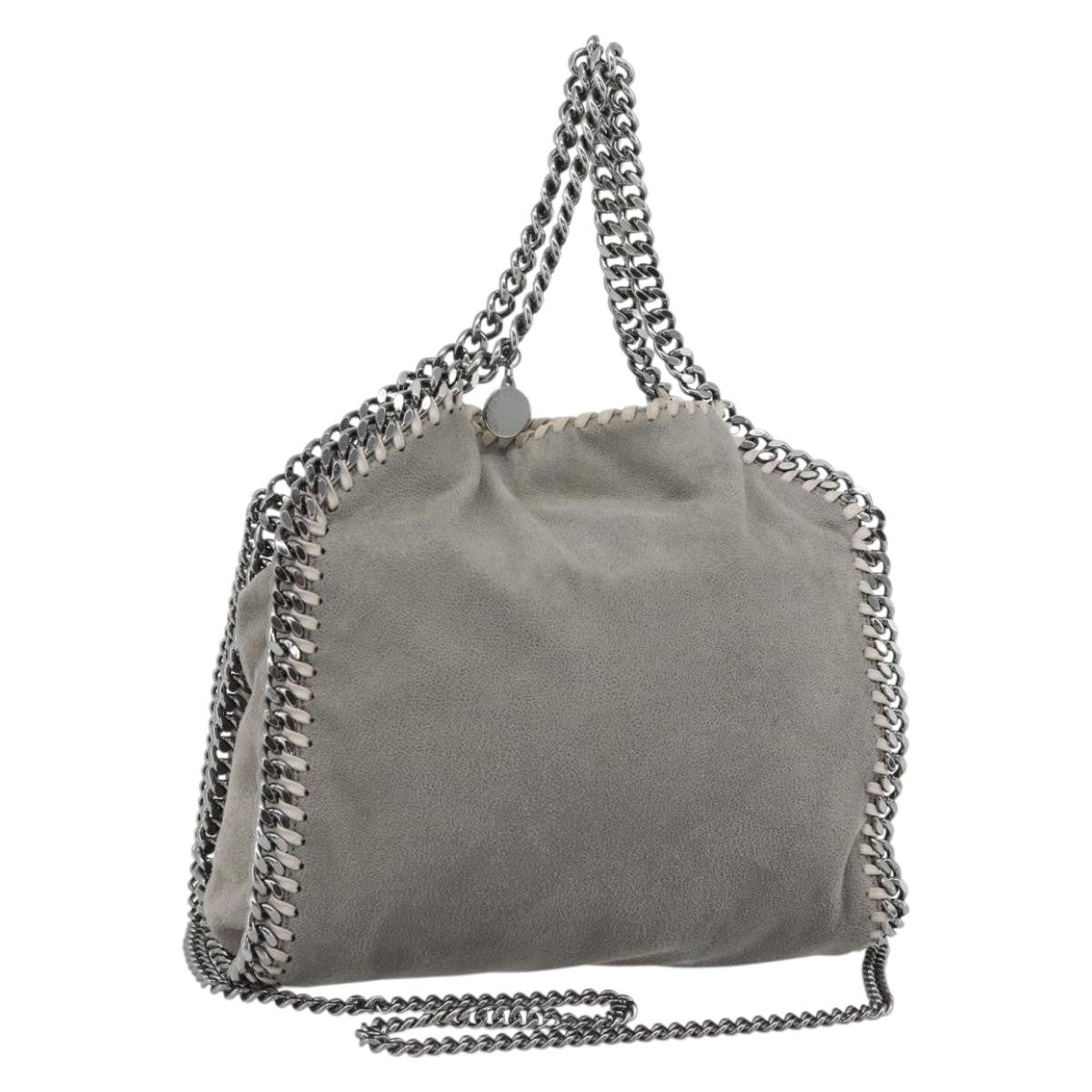 Stella McCartney Falabella Fold Over Shaggy Deer, Gray, Polyester, Shoulder Bag