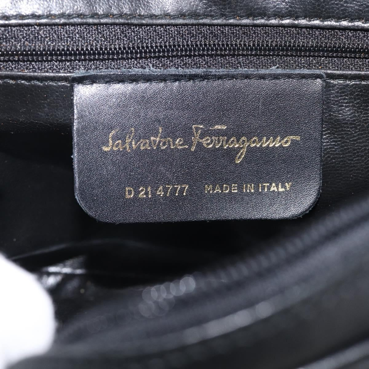 Salvatore Ferragamo Gancini Leather, Black, Leather, Crossbody Bag