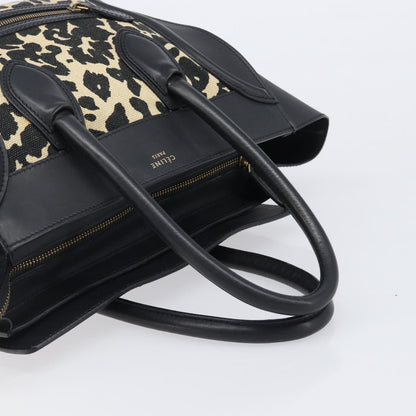 Celine Luggage Printed Canvas and Leather, Black, Leather, Handbag