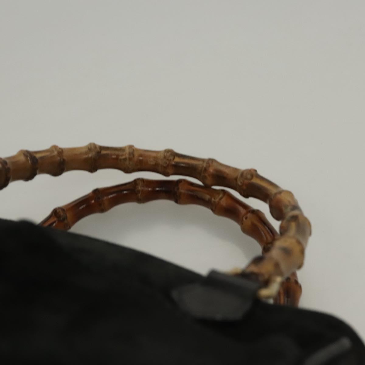 Gucci Bamboo Zip Pouch Suede, BLACK, SUEDE, Handbag