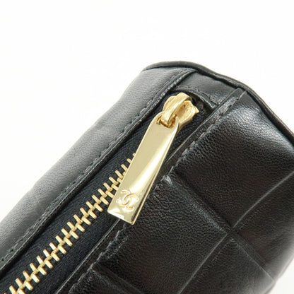 Chanel Chocolate Bar Cosmetic Quilted Lambskin, Black, Leather, Toiletry Case
