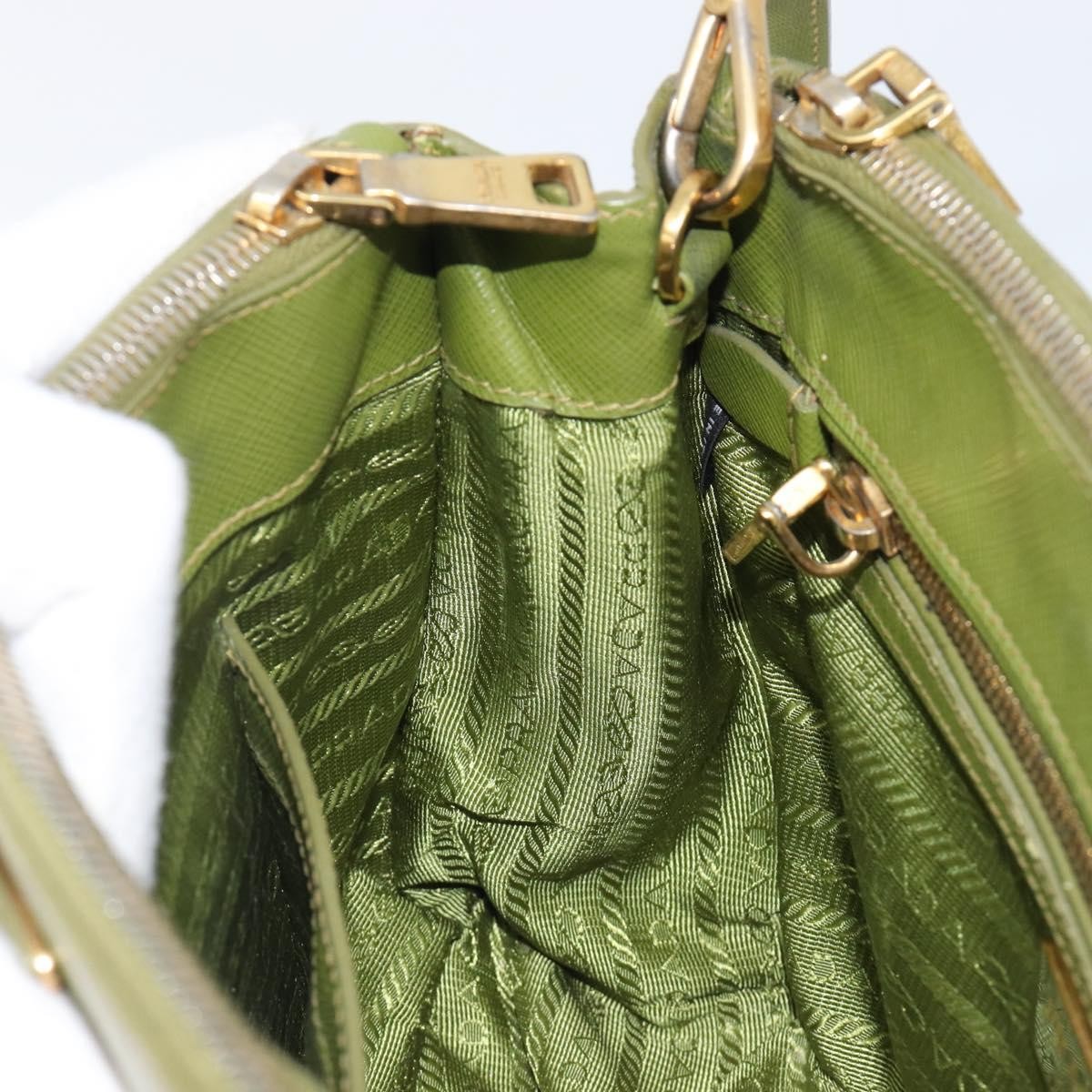 Prada Galleria  Strap Leather, Green, Leather, Handbag