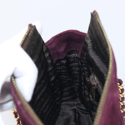Prada Vintage Chain Flap Suede, Burgundy, Suede, Shoulder Bag