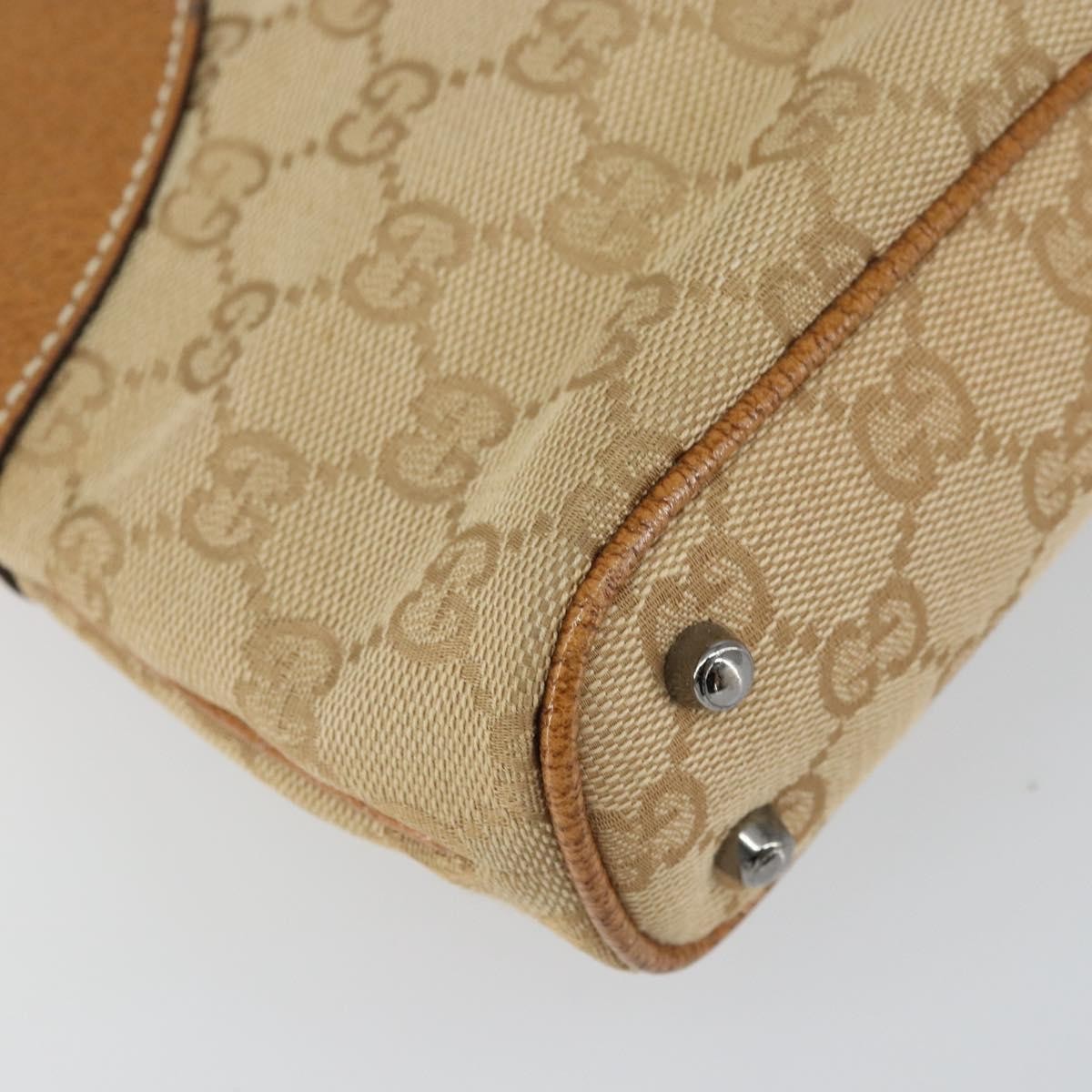Gucci Vintage Ring Tote GG Canvas with Leather, Beige, Canvas, Tote Bag