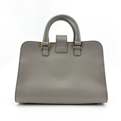 Saint Laurent Monogram Cabas Leather, Gray, Leather, Tote Bag