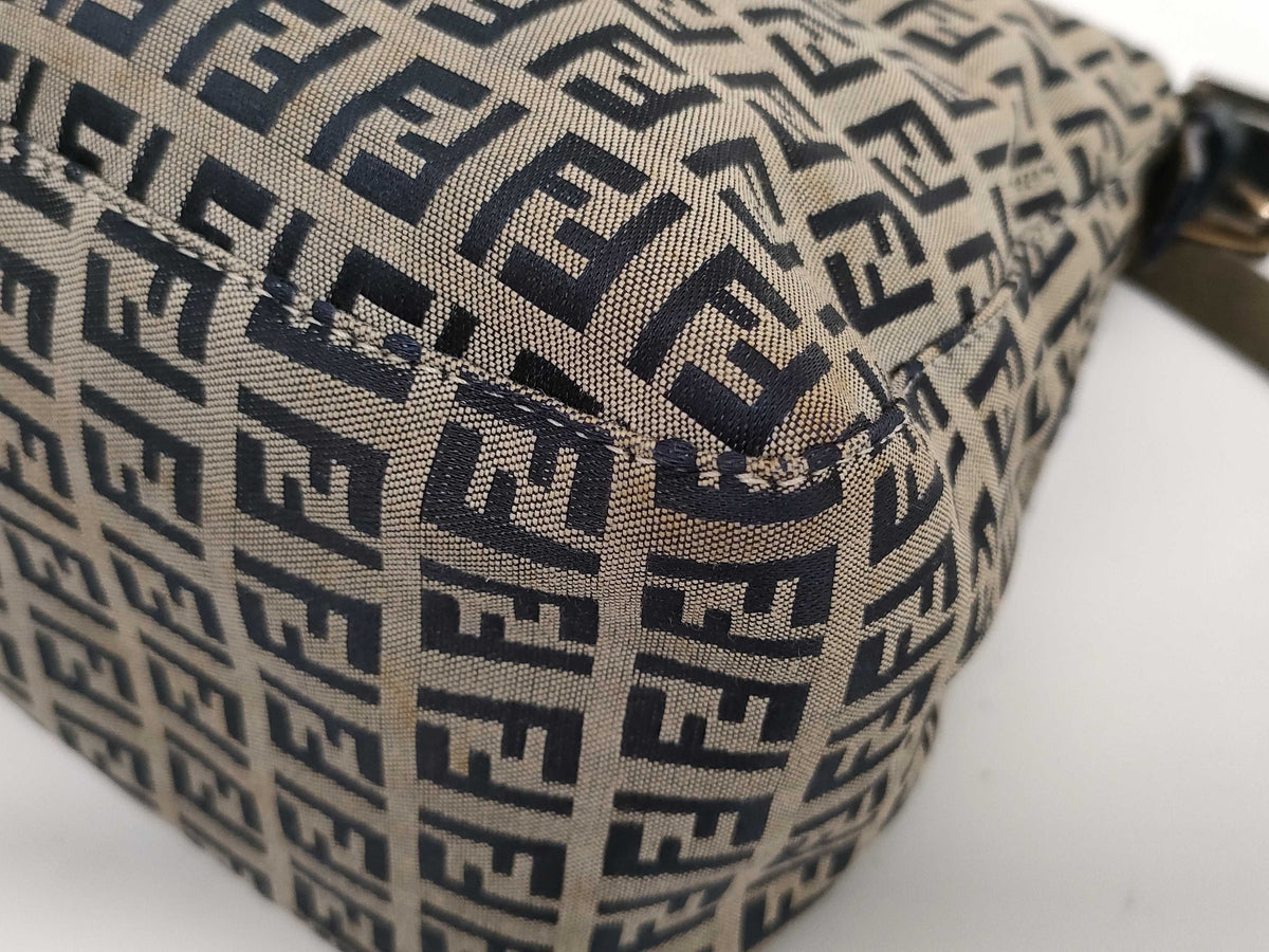 Fendi Zucchino Mamma Baguette Canvas, Beige, Canvas, Shoulder Bag