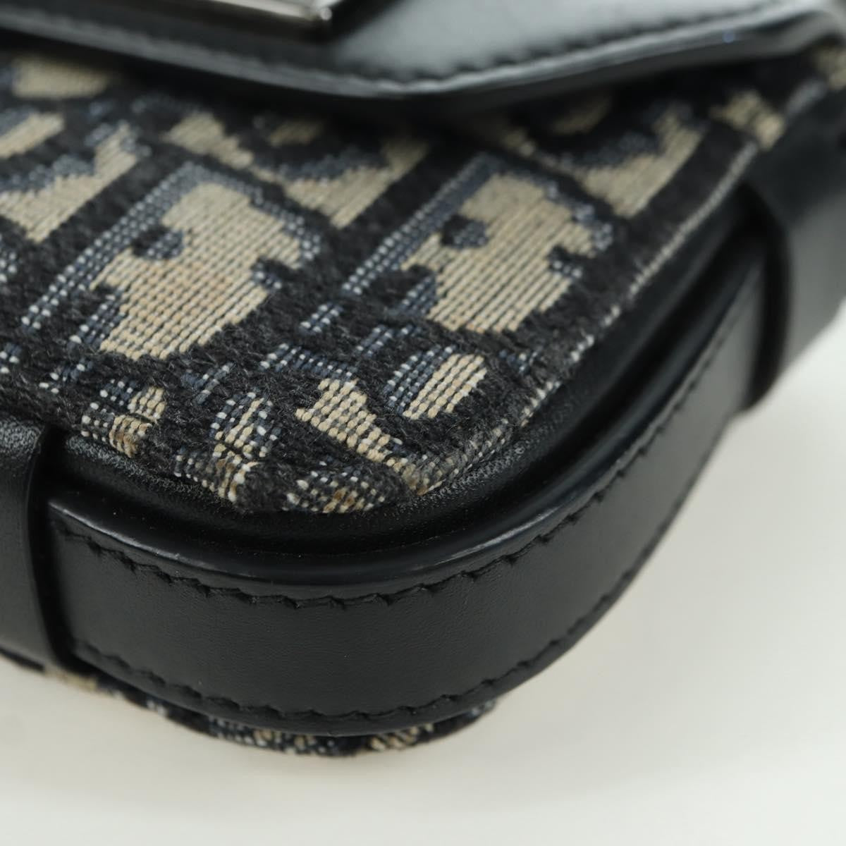 Christian Dior Clasp Lock Messenger Oblique Canvas and Leather, Navy, Canvas, Clutch