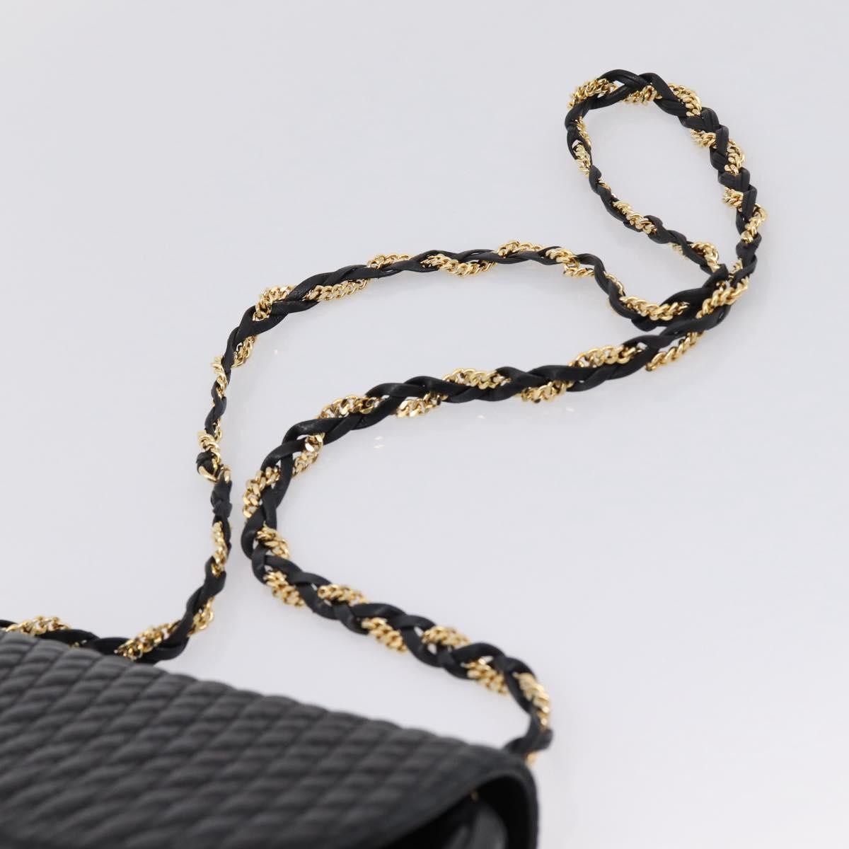 Bally Vintage Chain Quilted Leather, Black, Leather, Shoulder Bag
