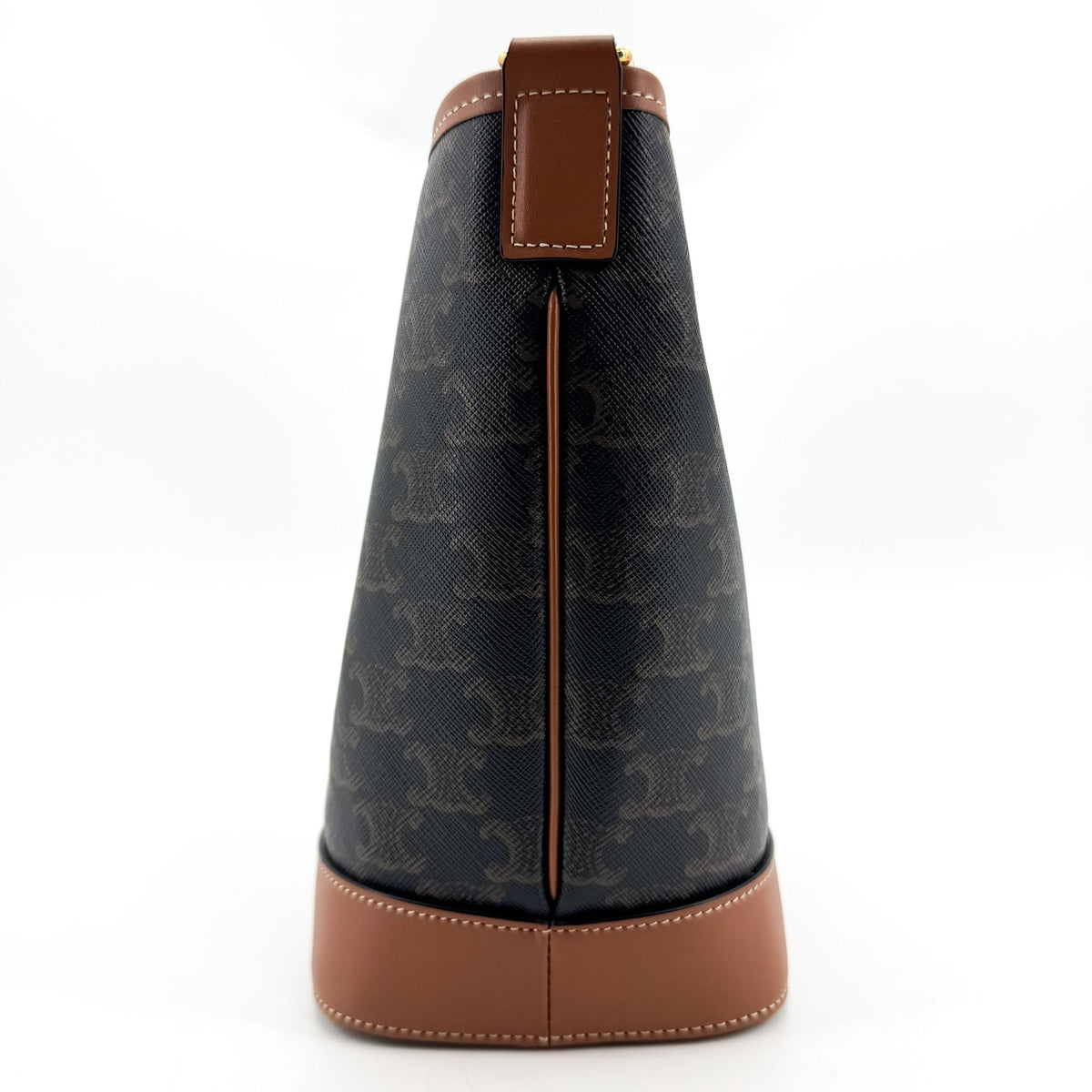 Celine Bucket Triomphe Coated Canvas, Black, Canvas, Shoulder Bag