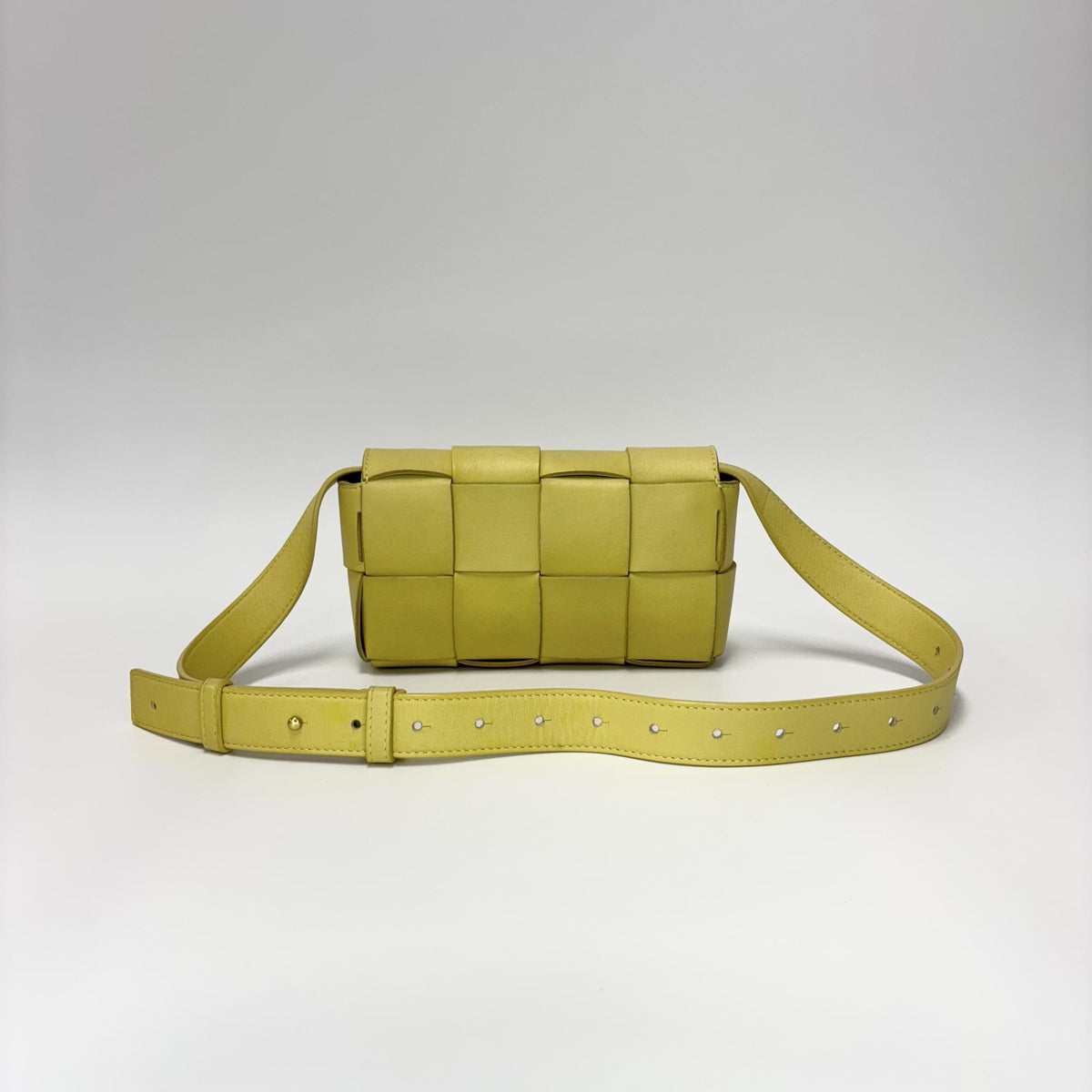 Bottega Veneta Fun Cassette Maxi Intrecciato Leather, Yellow, Leather, Crossbody Bag