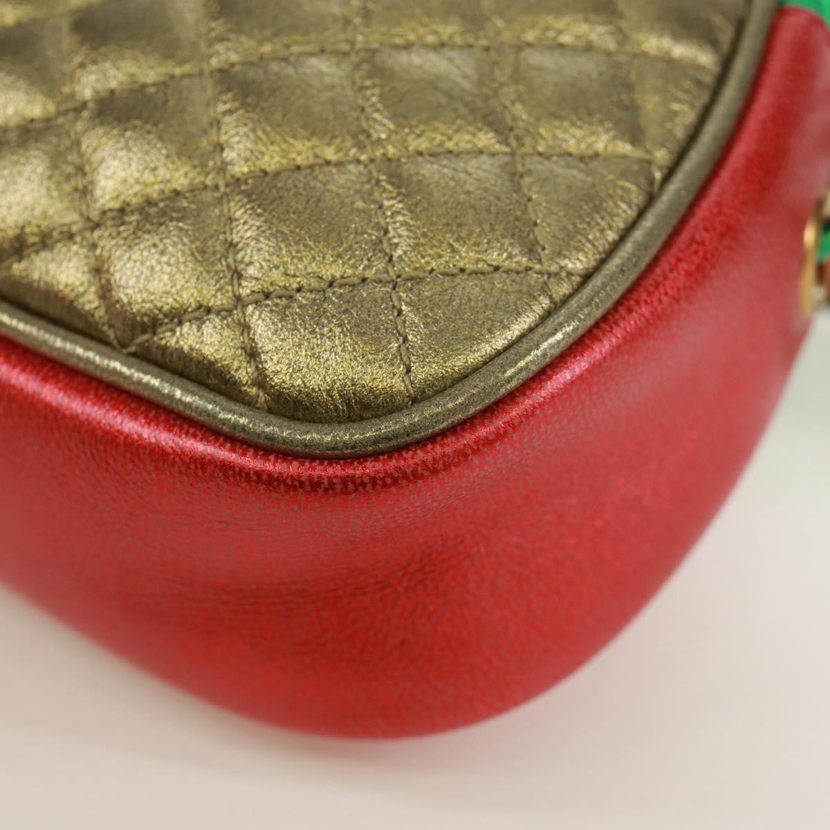 Gucci Trapuntata Camera Quilted Laminated Leather, Red, Leather, Shoulder Bag