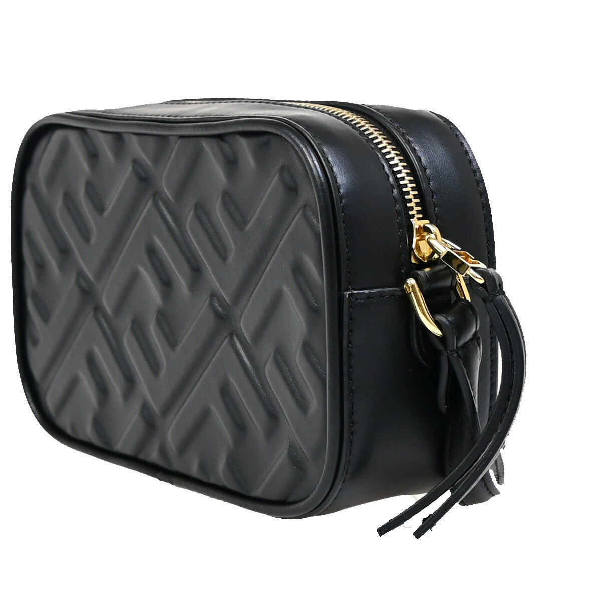 Fendi Camera Zucca Embossed Leather, Black, Leather, Handbag