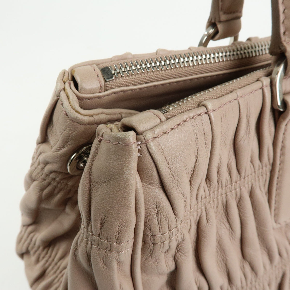 Prada Gaufre Nappa Leather, Beige, Leather, Tote Bag