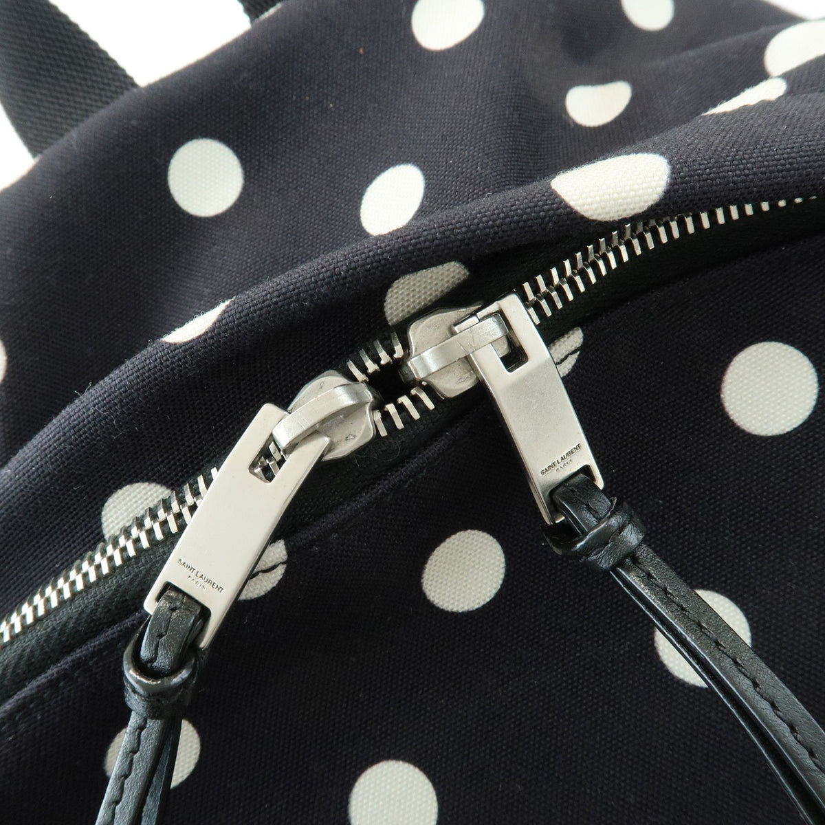 Saint Laurent City Printed Canvas, Black, Canvas, Backpack