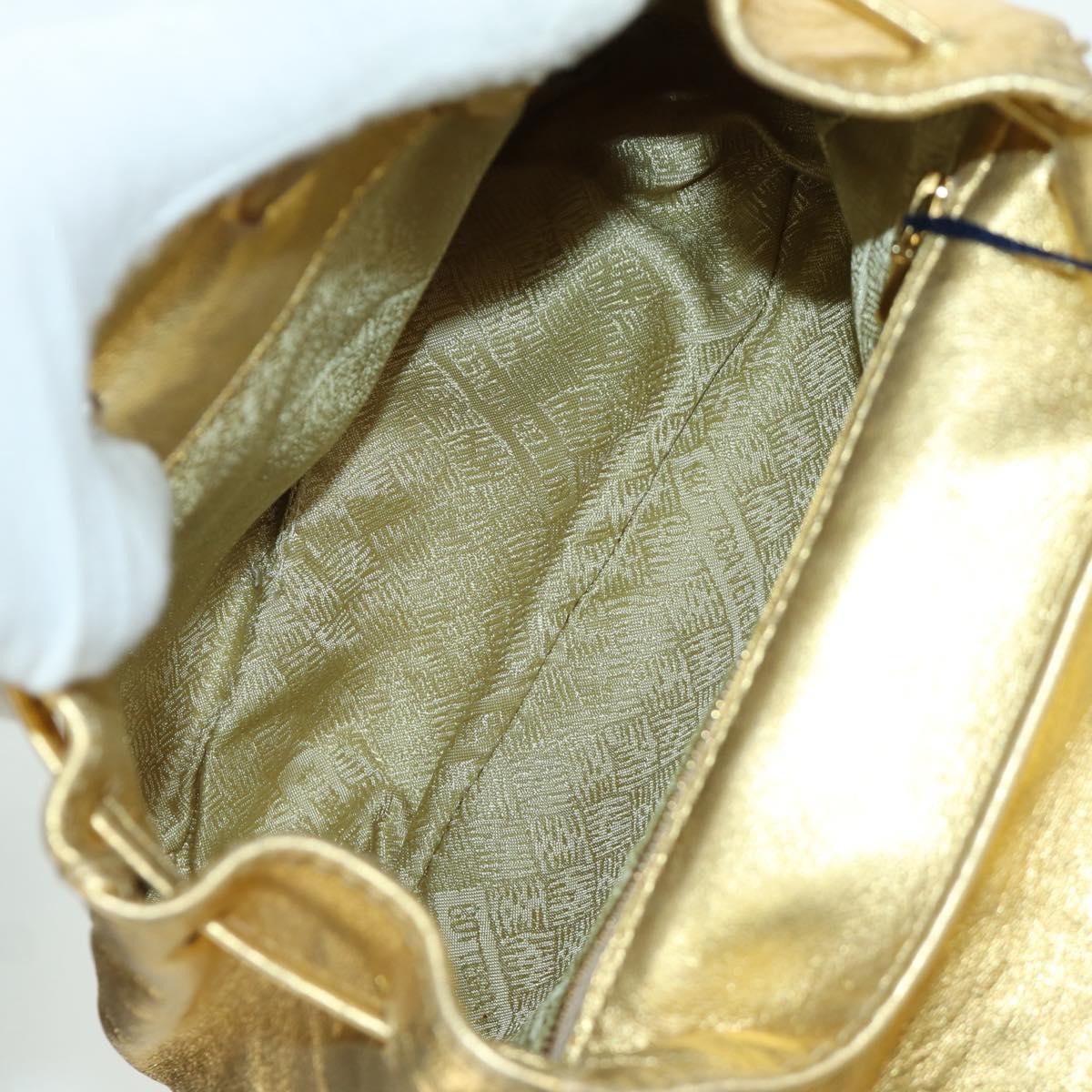 Bottega Veneta Backpack Leather with Intrecciato, Gold, Leather, Backpack