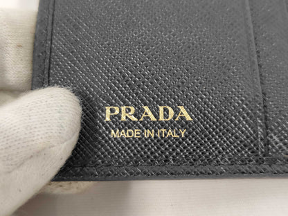 Prada Saffiano bifold Leather, Black, Leather, Wallet