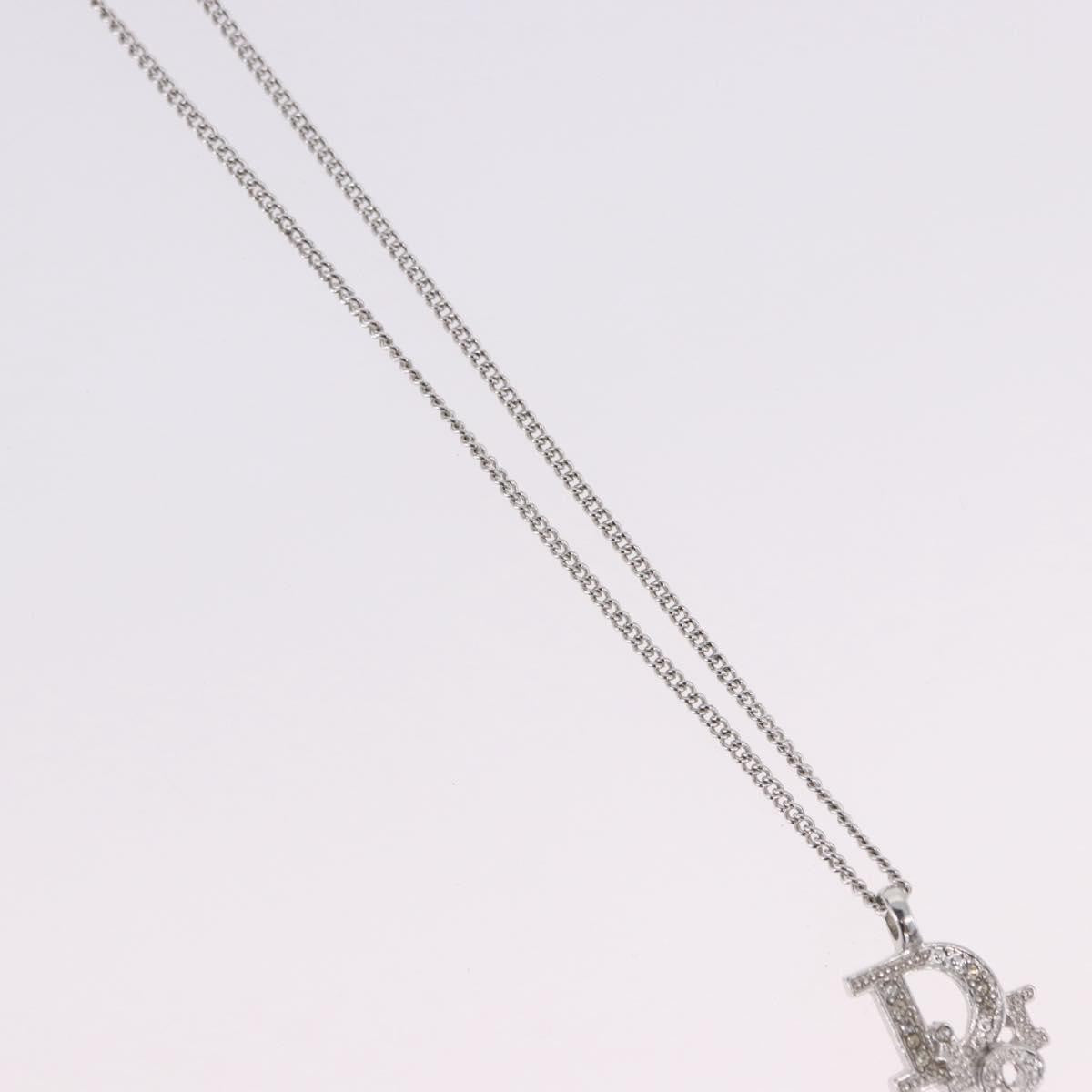 Christian Dior Vintage Dior Logo Metal and Crystal, Silver, Metal, Necklace