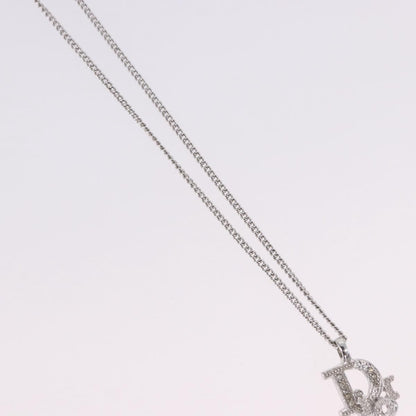 Christian Dior Vintage Dior Logo Metal and Crystal, Silver, Metal, Necklace