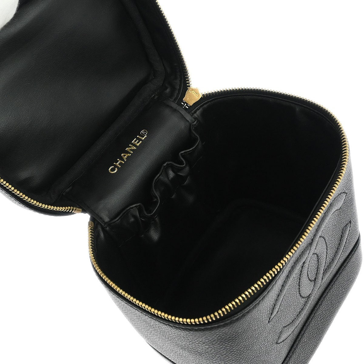 Chanel Vintage Timeless Cosmetic Case Caviar, Black, Leather, Handbag