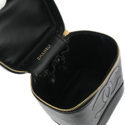 Chanel Vintage Timeless Cosmetic Case Caviar, Black, Leather, Handbag