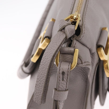 Chloe Marcie Satchel Leather, Gray, Leather, Handbag