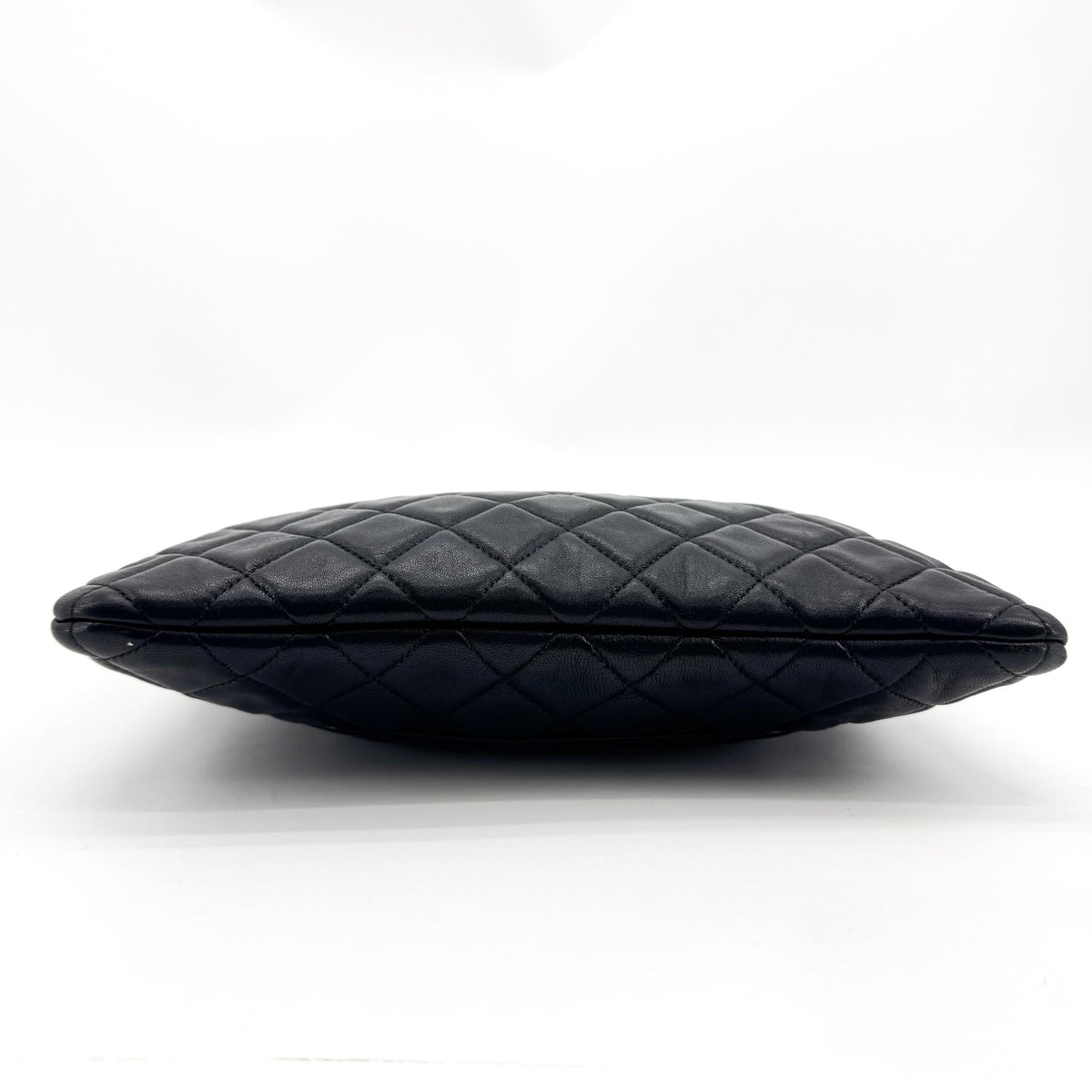 Chanel O Case Clutch Quilted Lambskin, Black, Leather, Clutch