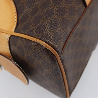 Celine Vintage Shoulder Bag Macadam Canvas & Leather, Brown, PVC, Shoulder Bag
