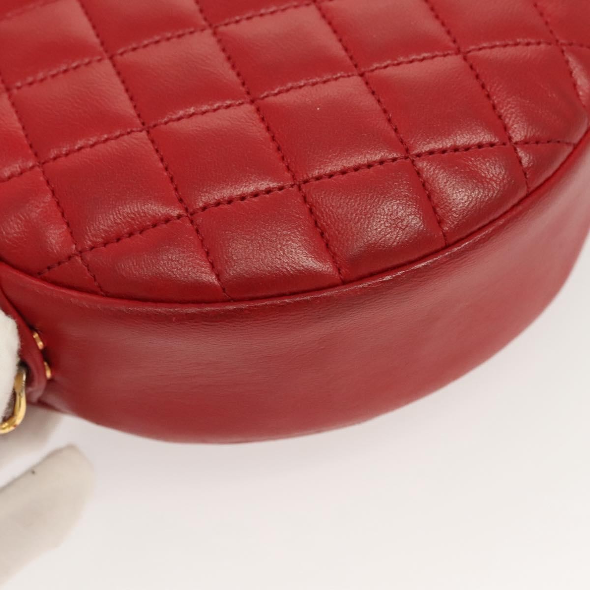 Chanel Vintage Round Tassel Quilted Lambskin, Red, Leather, Shoulder Bag