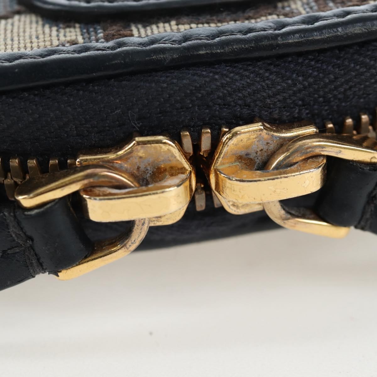 Christian Dior 30 Montaigne Phone Holder on Chain Oblique Canvas, Navy, Canvas, Crossbody Bag