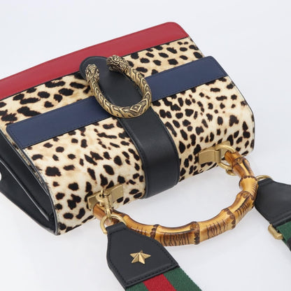 Gucci Dionysus Bamboo Top Handle Printed Pony Hair with Leather, Beige, Leather, Handbag