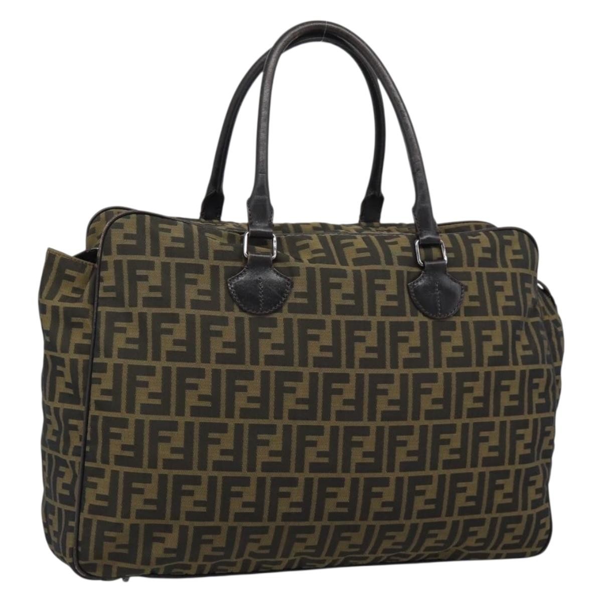 Fendi Vintage Zip Tote Zucca Canvas, Khaki, Canvas, Tote Bag