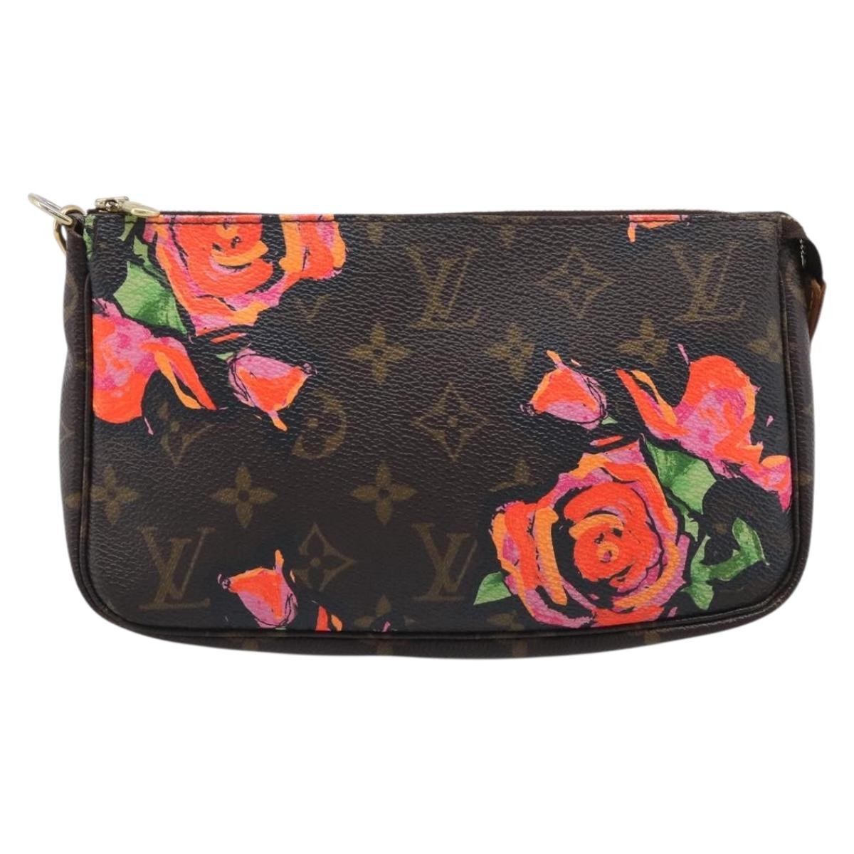 Louis Vuitton Pochette Accessoires Limited Edition Monogram Roses, Multicolour, Canvas, Clutch