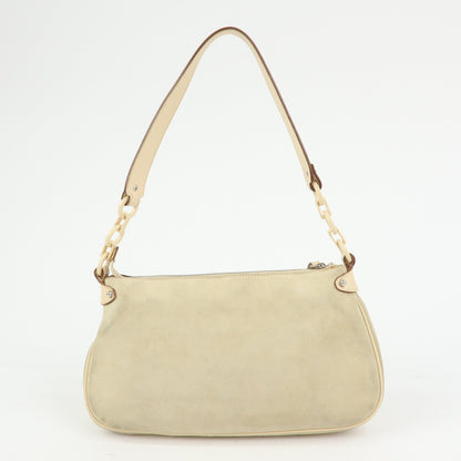Salvatore Ferragamo Gancini Suede, Beige, Suede, Crossbody Bag