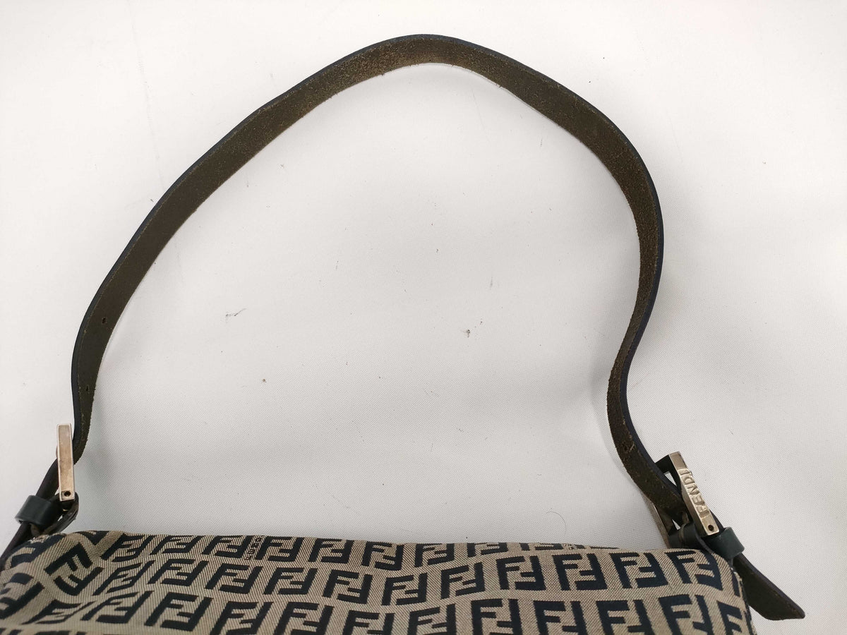 Fendi Zucchino Mamma Baguette Canvas, Beige, Canvas, Shoulder Bag