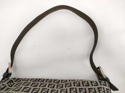 Fendi Zucchino Mamma Baguette Canvas, Beige, Canvas, Shoulder Bag