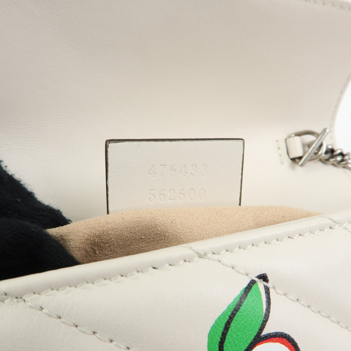 Gucci GG Marmont Flap Printed Diagonal Quilted Leather, White, Leather, Handbag