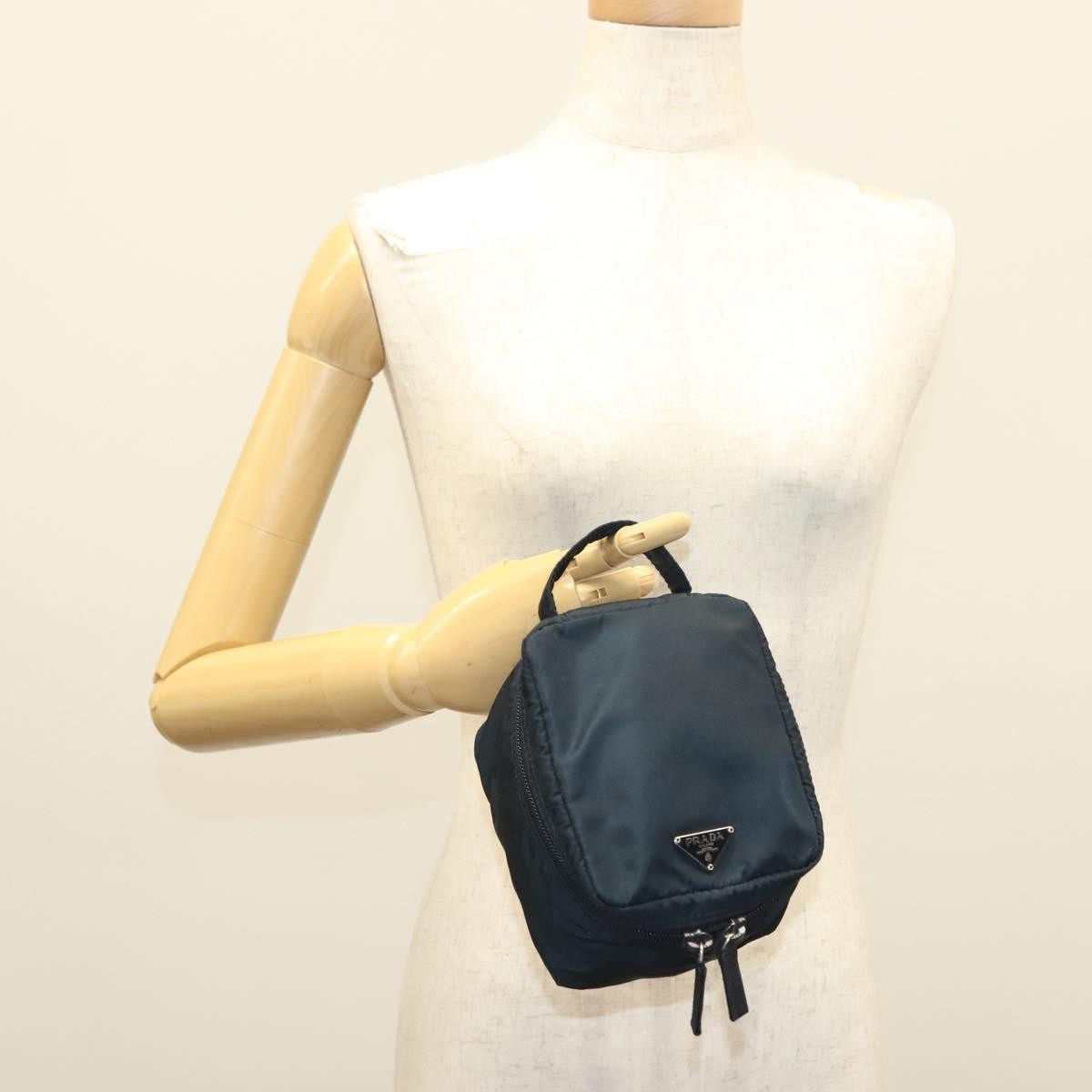 Prada Zip Around Toiletry Tessuto, Navy, Nylon, Clutch