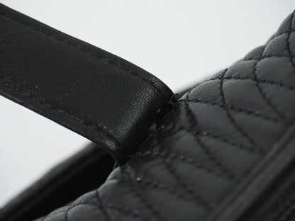 Bally Vintage Quilted Leather, Black, Leather, Handbag
