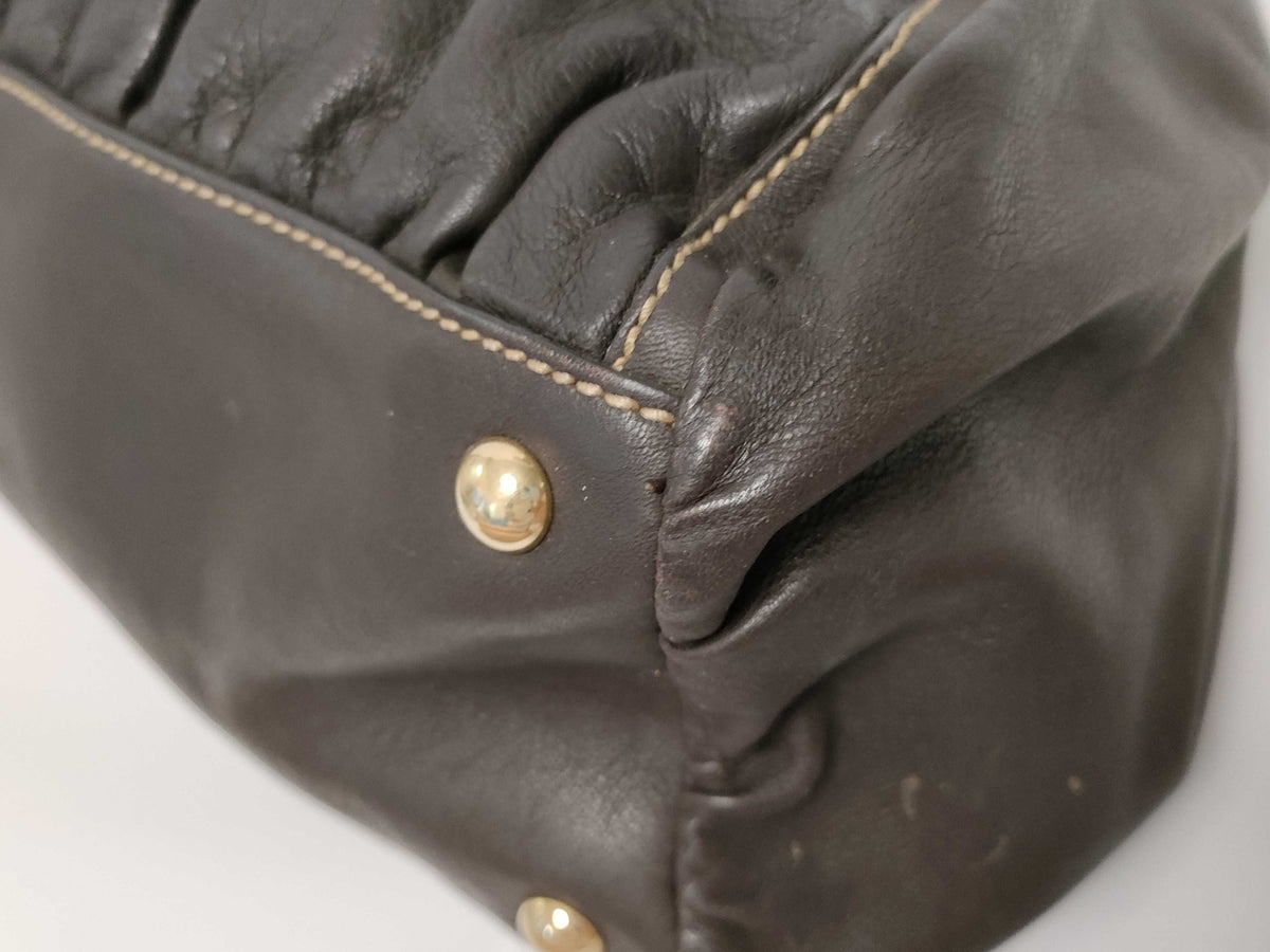 Gucci D Ring Hobo Leather, Brown, Leather, Shoulder Bag